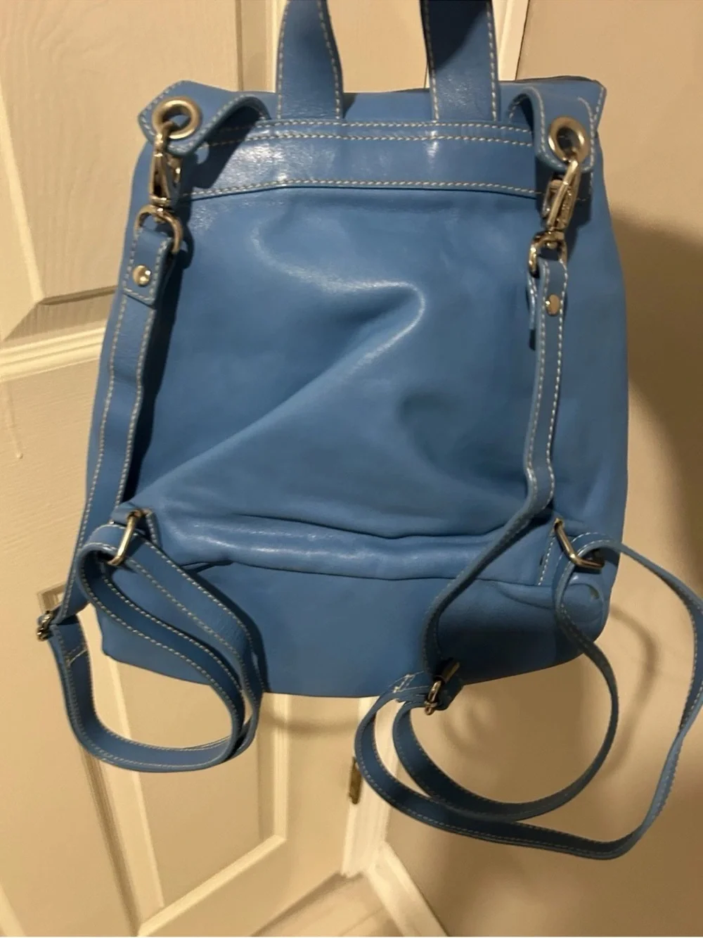 VTG Ralph Lauren Sky Blue Leather Backpack